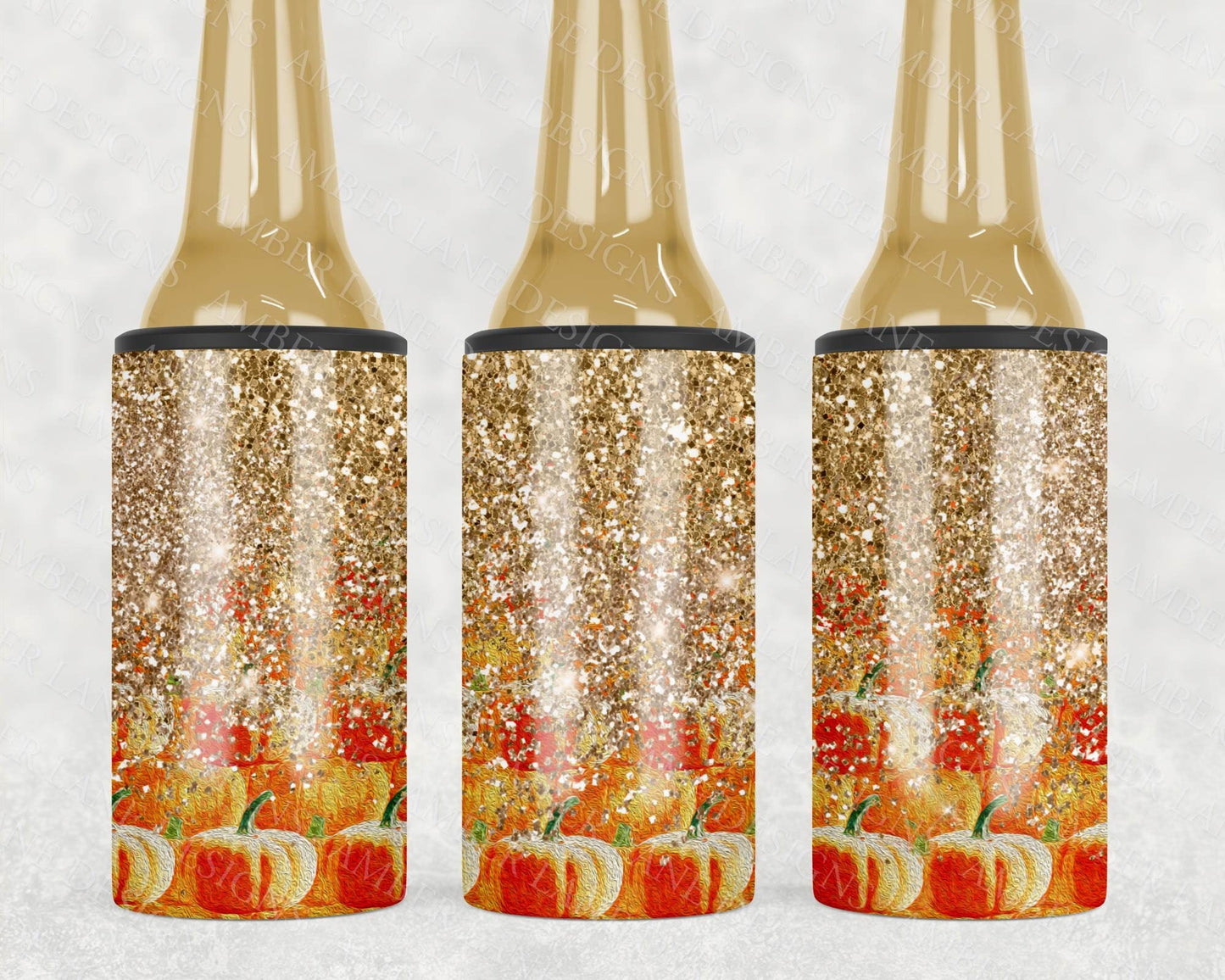 Pumpkin and gold glitter  4in1 Can Cooler Sublimation Wrap 1 jpeg file