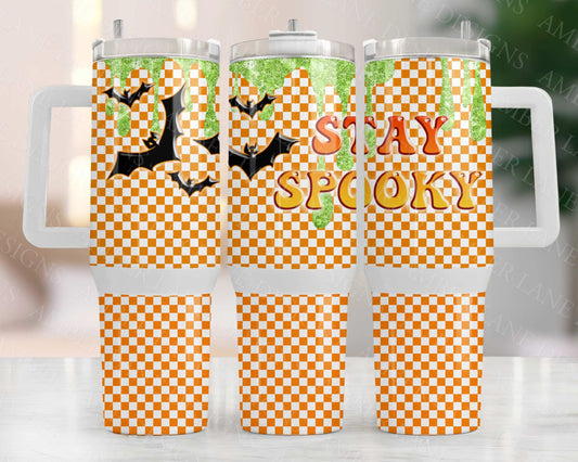 Stay Spooky cute bats 3D, 40oz TUMBLER Two Piece tumbler sublimation wrap png digital files
