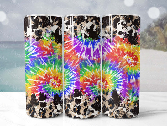Wild Elegance Safari Chic Sips Tie Dye Boho Luxe Libation: 20oz Skinny with Tie-Dye and Animal Print