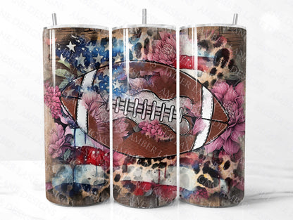 Floral Football 20oz SKINNY TUMBLER straight wrap 1 png file