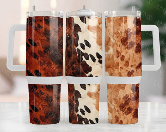 Cowhide print 40oz TUMBLER Two Piece tumbler sublimation wrap png digital files