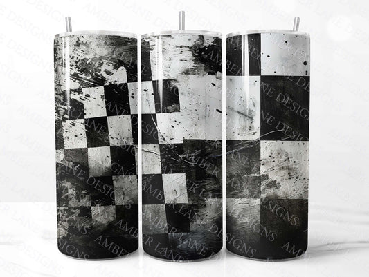 Grungy racing checkered flag 20oz SKINNY TUMBLER straight wrap 1 jpeg file