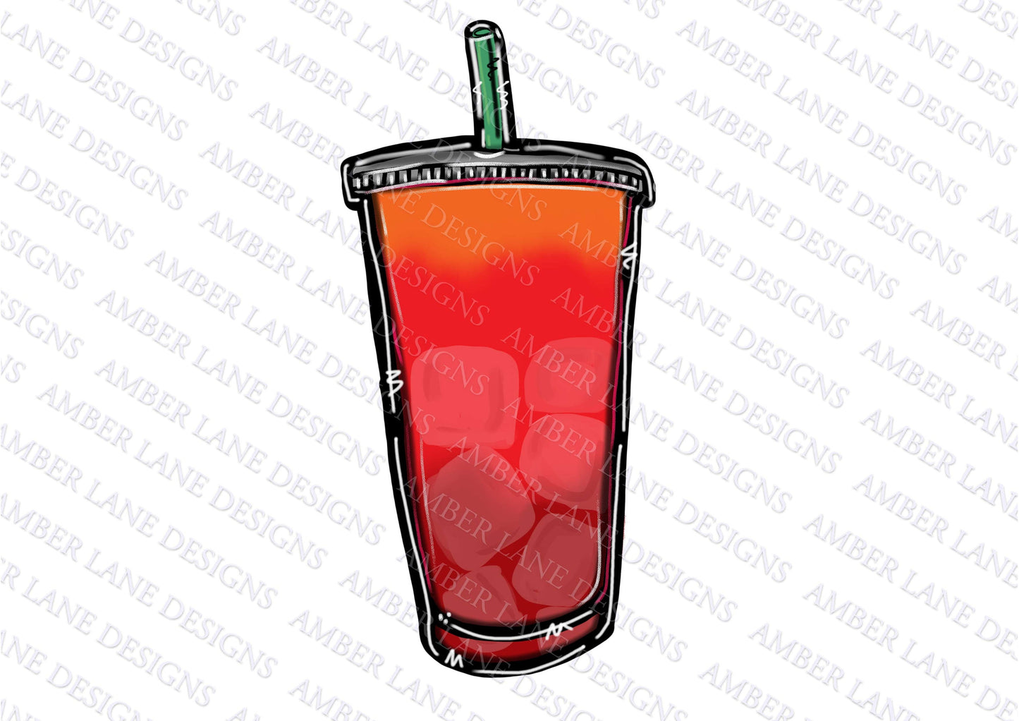 Strawberry and  watermelon Red Loaded Tea PNG , doodle sublimation