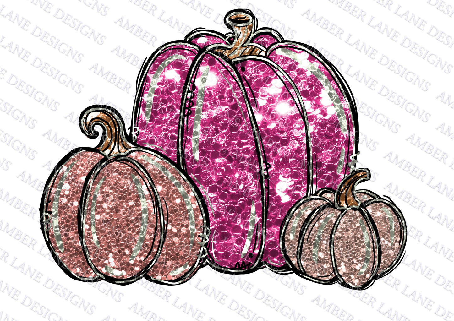 Glitter Bling pink October thanksgiving pumpkins, png file -INSTANT DOWNLOAD