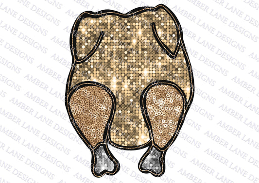 Glitter Thanksgiving Turkey Faux Sequin bling png digital file