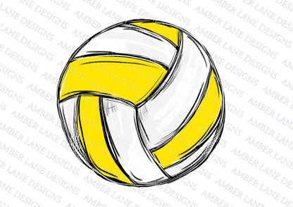 Yellow team colors Volleyball Watercolor Sublimation, 2 PNG Designs