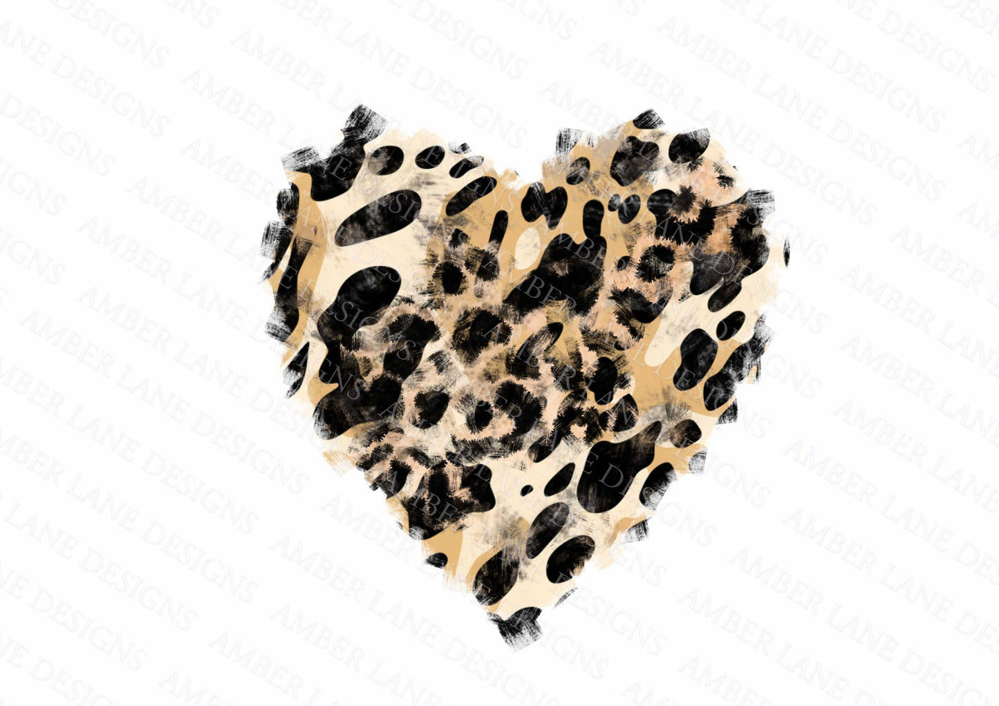 Rough round the edges grungy chic Leopard Heart Png print file